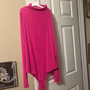 White Birch hot pink mock neck bodysuit size xl NWT
